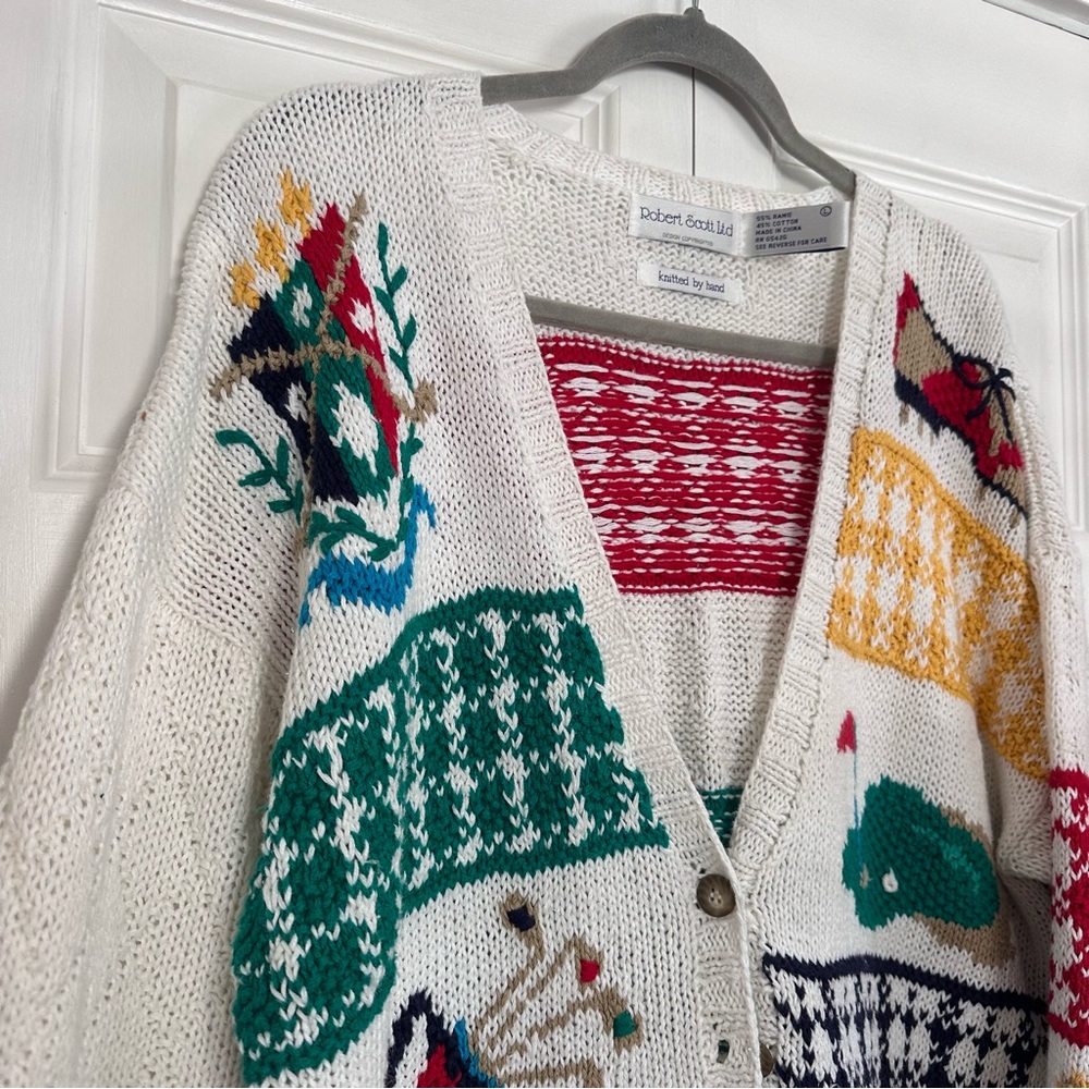 Vintage 90’s Robert Scott Ltd hand-knit Golf Cardigan - Picture 3 of 9